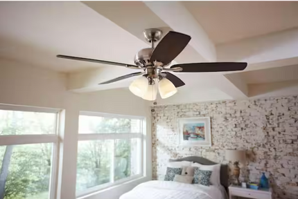 HAMPTON BAY Rockport 52 in. Indoor LED Brushed Nickel Ceiling Fan with Light Kit, Downrod, Reversible Blades and Reversible Motor