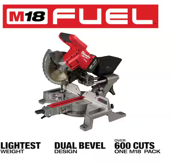 MILWAUKEE M18 FUEL 18V Lithium-Ion Brushless Cordless 7-1/4 in. Dual Bevel Sliding Compound Miter Saw (Tool-Only)