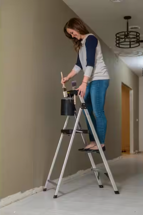 Gorilla Ladders 3-Step Aluminum Step Stool Ladder, 250 lbs. Type I Duty Rating (9ft. Reach Height)