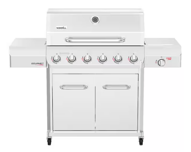 NEXGRILL Gourmet Pro 6-Burner Stainless Steel Propane Gas Grill with Searing Side Burner and Griddle Max Insert