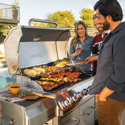 NEXGRILL Gourmet Pro 6-Burner Stainless Steel Propane Gas Grill with Searing Side Burner and Griddle Max Insert