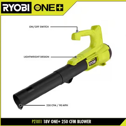 RYOBI ONE+ 18V 13 in. Cordless Battery Push Lawn Mower, String Trimmer, Blower w/ 4.0 Ah & 2.0 Ah Battery & (2) Chargers