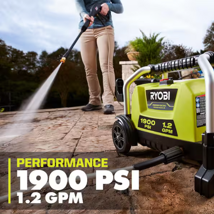 RYOBI 1900 PSI 1.2 GPM Cold Water Wheeled Corded Electric Pressure Washer with Premium Foamer