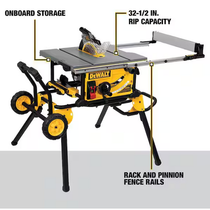 DEWALT 15 Amp Corded 10 in. Job Site Table Saw with Rolling Stand