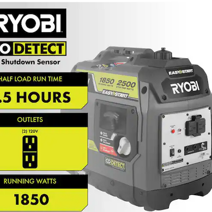 RYOBI 2500-Watt Recoil Start Gas Powered Inverter Generator with CO Shutdown