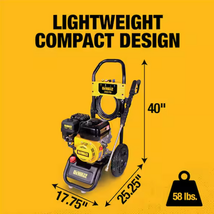 DEWALT 3400 PSI 2.5 GPM Gas Pressure Washer with Maintenance-Free Pump, Heavy-Duty Commercial Cold Water Power Washer