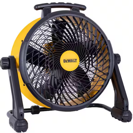 DEWALT 18 in. 20V Cordless AC/DC Hybrid 3-Speed Drum Yellow Fan with Adapter Cord (Tool Only)
