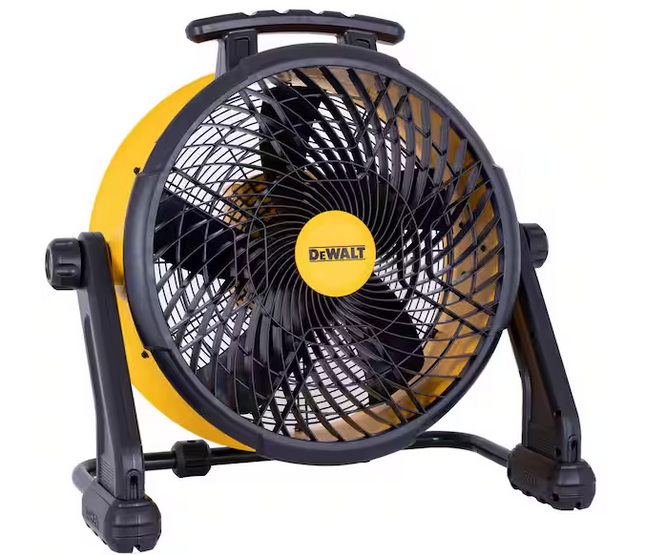 DEWALT 18 in. 20V Cordless AC/DC Hybrid 3-Speed Drum Yellow Fan with Adapter Cord (Tool Only)