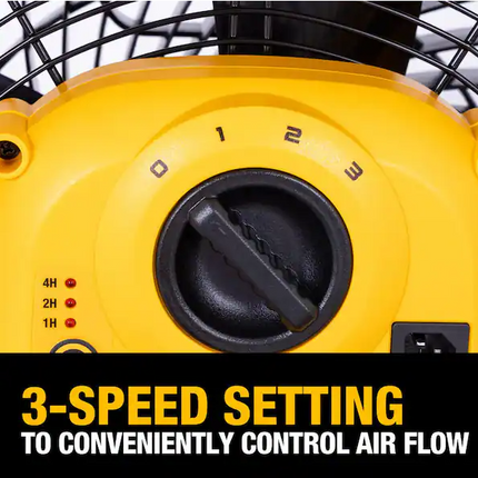DEWALT 18 in. 20V Cordless AC/DC Hybrid 3-Speed Drum Yellow Fan with Adapter Cord (Tool Only)