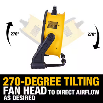 DEWALT 18 in. 20V Cordless AC/DC Hybrid 3-Speed Drum Yellow Fan with Adapter Cord (Tool Only)