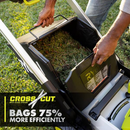RYOBI 40V HP Brushless 21" Whisper Series Cordless Walk-Behind Multi-Blade Push Lawn Mower - (2) 6.0 Ah Batteries & Charger