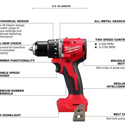 Milwaukee Cordless Hammer Drill/Impact Driver Combo Kit (2-Tool)