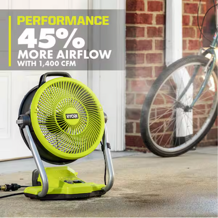 Ryobi 18V Cordless Hybrid WHISPER SERIES 14 in. Air Cannon Fan