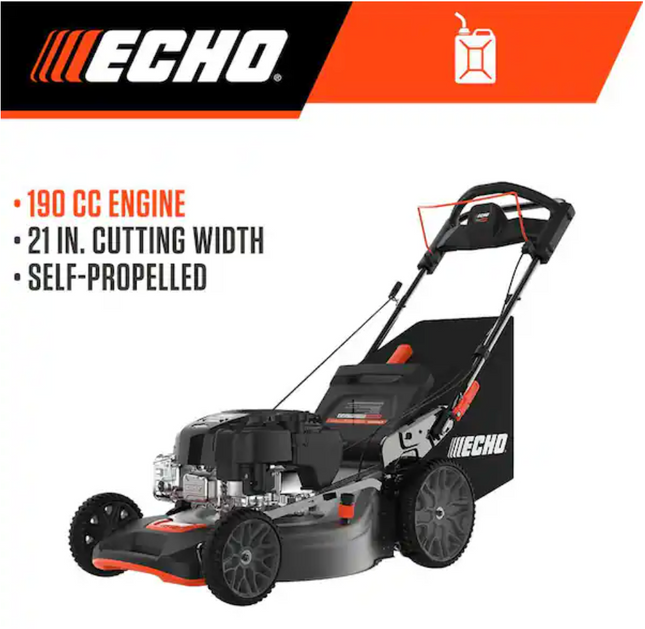 ECHO 21 in. 190 cc Briggs and Stratton Gas 3-in-1 Dual Blade RWD Self-Propelled Lawn Mower with Single Lever Deck Adjustment