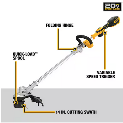 DEWALT  20V MAX 14 in. Brushless Cordless Battery Powered Foldable String Trimmer (Tool Only)