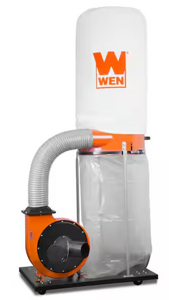 WEN 1,300 CFM 14 Amp 50 Gal. 5 Mic Woodworking Dust Collector with Collection Bag and Mobile Base