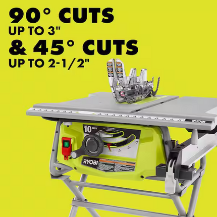 RYOBI 15 Amp 10 in. Compact Portable Corded Jobsite Table Saw with Folding Stand