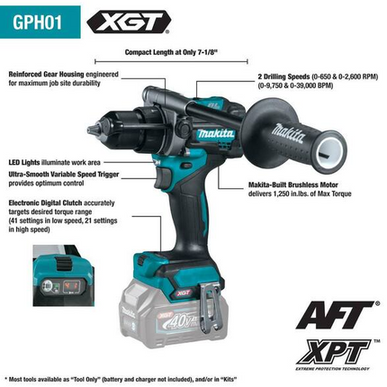 MAKITA 40V Max XGT Brushless Cordless 1/2 in. Hammer Driver-Drill, Tool Only