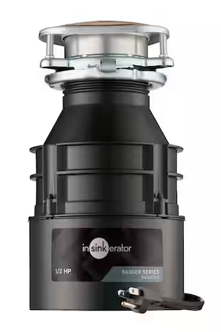 InSinkErator Badger 5, 1/2 HP Continuous Feed Kitchen Garbage Disposal with Power Cord, Badger Series