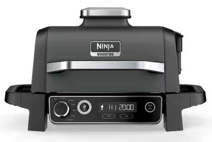 NINJA Woodfire Outdoor Grill & Smoker, 7-in-1 Master Grill, BBQ Smoker and Air Fryer for Backyard and Camping in Gray
