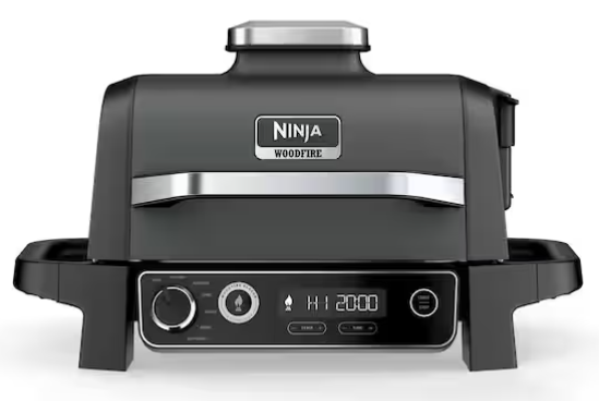 NINJA Woodfire Outdoor Grill & Smoker, 7-in-1 Master Grill, BBQ Smoker and Air Fryer for Backyard and Camping in Gray