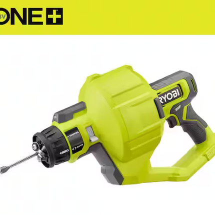 RYOBI ONE+ 18V Cordless Drain Auger with 25 ft Cable, LED Light, Auto Feed/Retract, Cable Lock, Enclosed Drum (Tool Only)