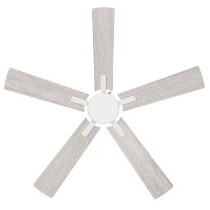 HAMPTON BAY Grantway 48 in. Indoor/Covered Outdoor Matte White Low Profile Ceiling Fan Without Light with Pull Chain Included