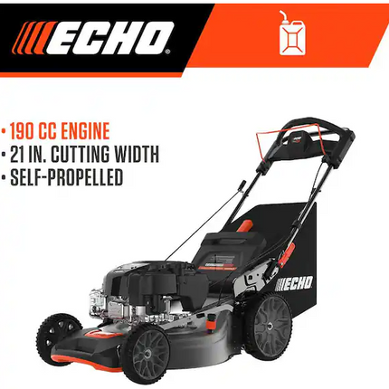 ECHO 21 in. 190 cc Briggs and Stratton Gas 3-in-1 Dual Blade RWD Self-Propelled Lawn Mower with Single Lever Deck Adjustment