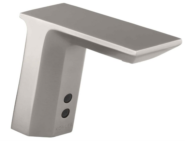 KOHLER 13466-VS K13466VS Geometric Battery-Powered Touchless Bathroom Faucet, Vibrant Stainless