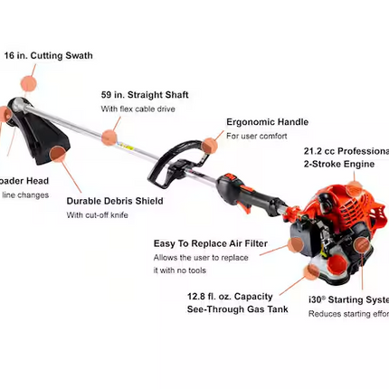 ECHO 21.2 cc Gas 2-Stroke Straight Shaft String Trimmer with Rapid-Loader Trimmer Head and 16 in. Cutting Swath