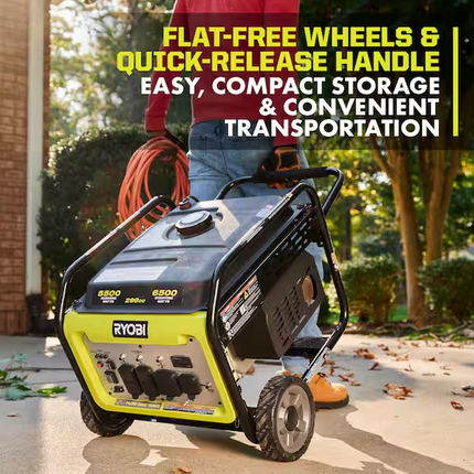 RYOBI 6500-Watt Gasoline Powered Inverter Generator with CO Shutdown & Idle Down Technology