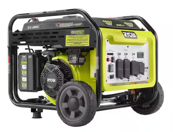 RYOBI 6500-Watt Gasoline Powered Inverter Generator with CO Shutdown & Idle Down Technology