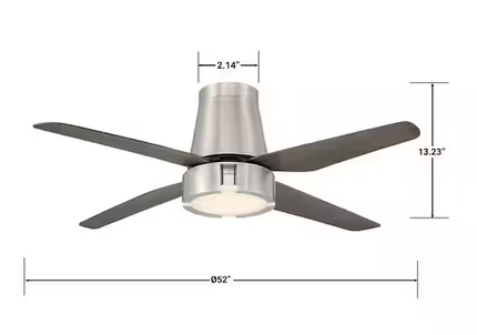 GLUCKSTEINELEMENTS Hugh 52 in. Integrated LED Indoor Nickel Ceiling Fan