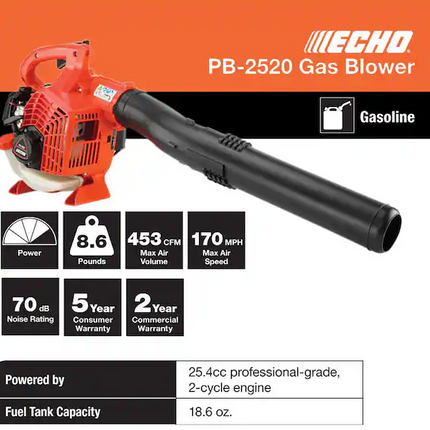 ECHO Gas 2-Stroke Handheld Leaf Blower 170 MPH 453 CFM 25.4 cc