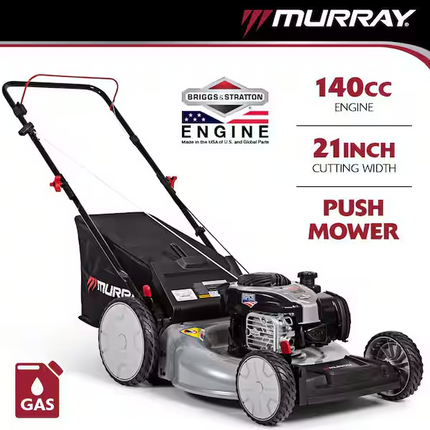 Murray 21 in. 140 cc Briggs and Stratton Walk Behind Gas Push Lawn Mower with Height Adjustment and with Mulch Bag